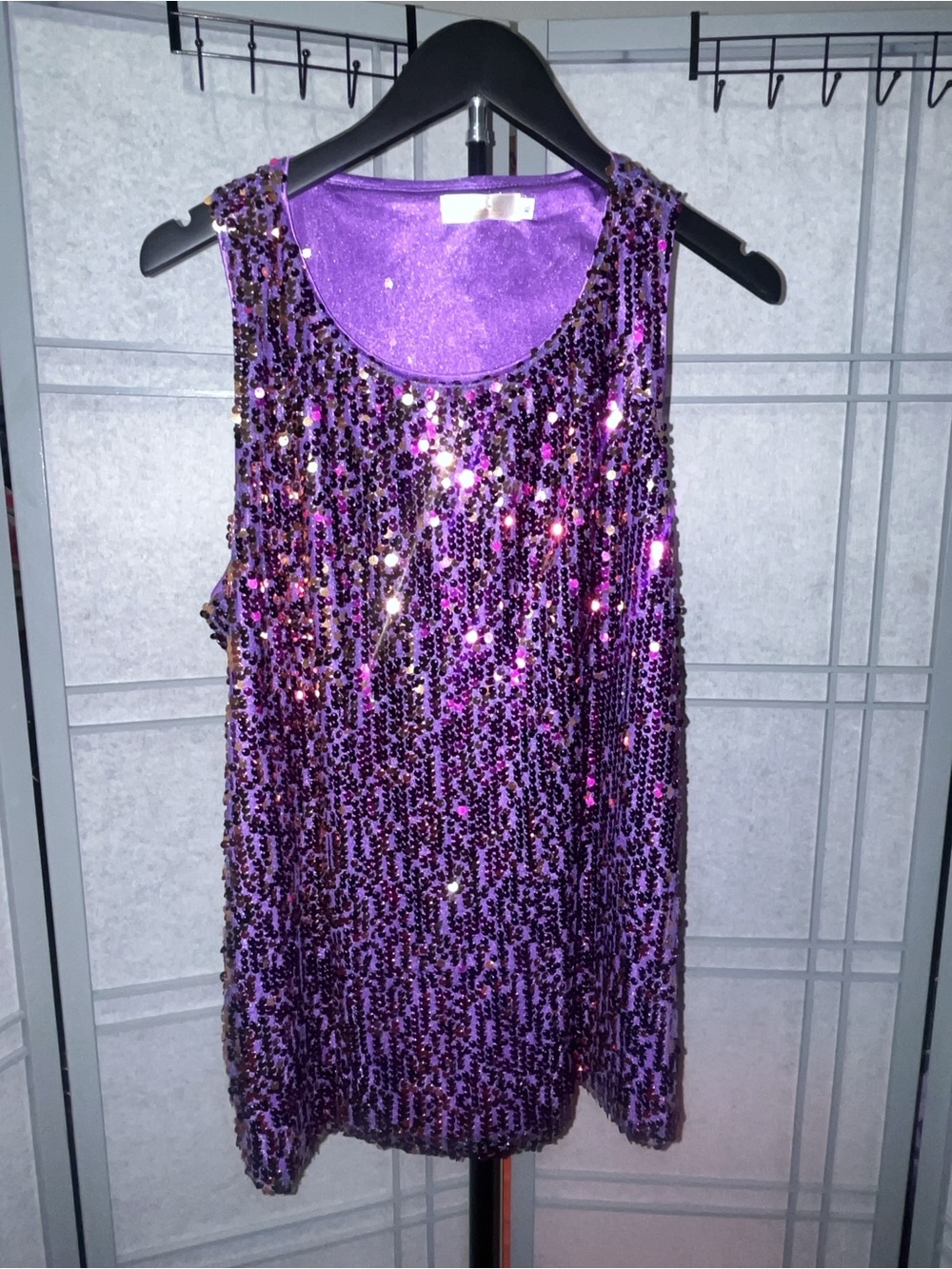 Jessica Metallic Purple Sequin Tank Top
